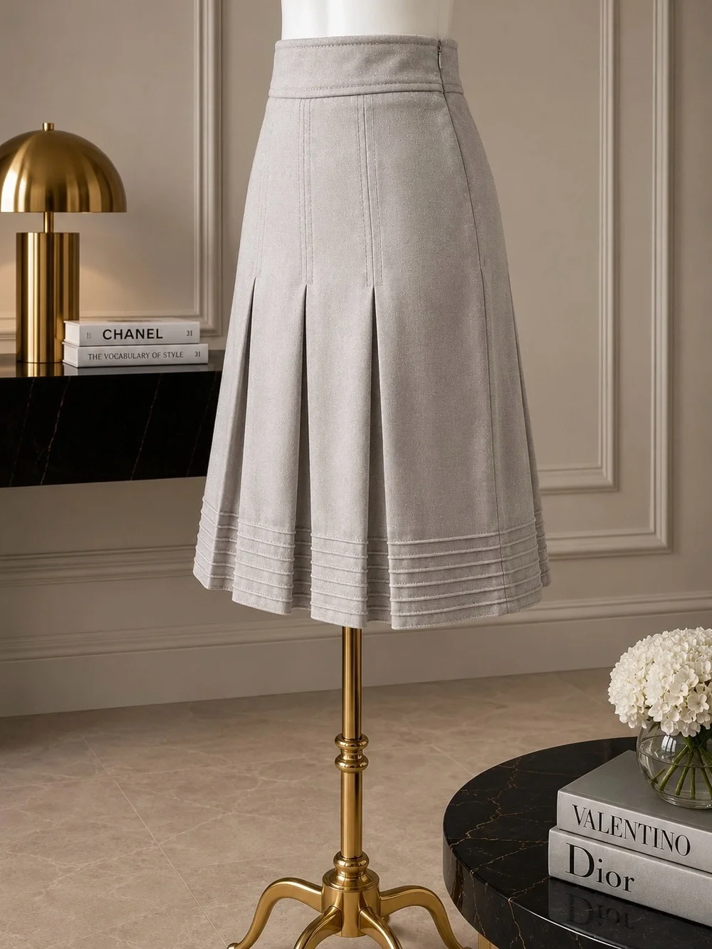 Valentino Roma Made in Italy Virgin Wool Pleated Luxury Skirt IT 40